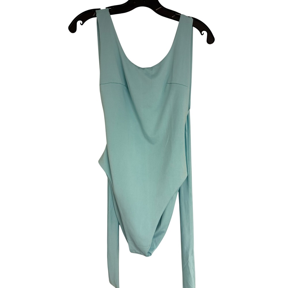Vestidos Womens Light Blue Draped Side Tie Bodysuit Sleeveless Size S